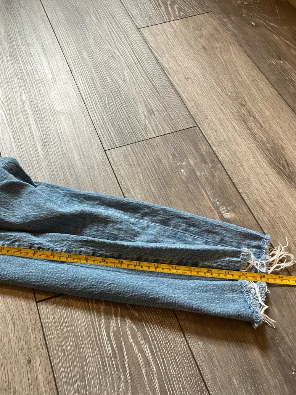 J.Crew Slim Wide-Leg Denim Light Wash Distressed Hem Jean Size 32